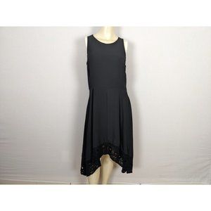 Nanette Lepore sleeveless asymmetrical lace hem open back with bow black dress 8